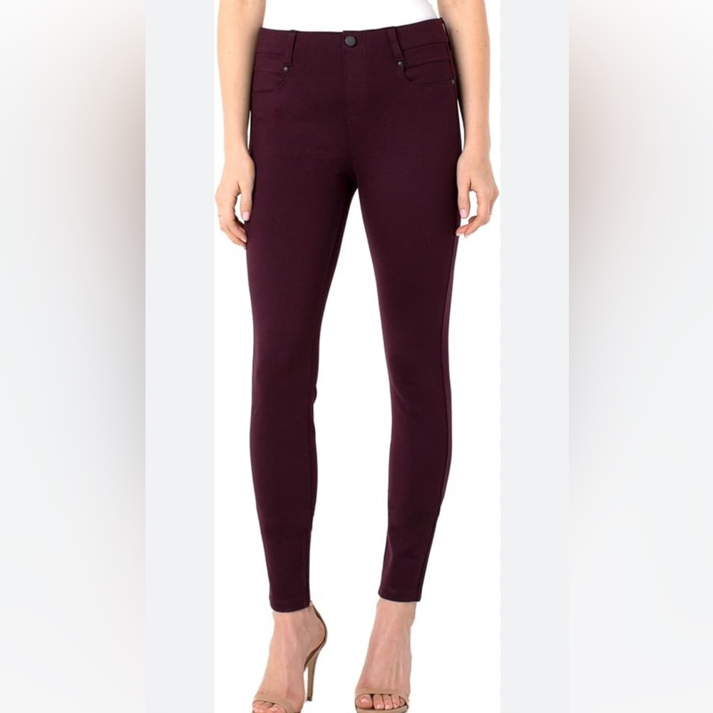 NWT Liverpool Gia Glider Aubergine Skinny Pants Stretch Ponte